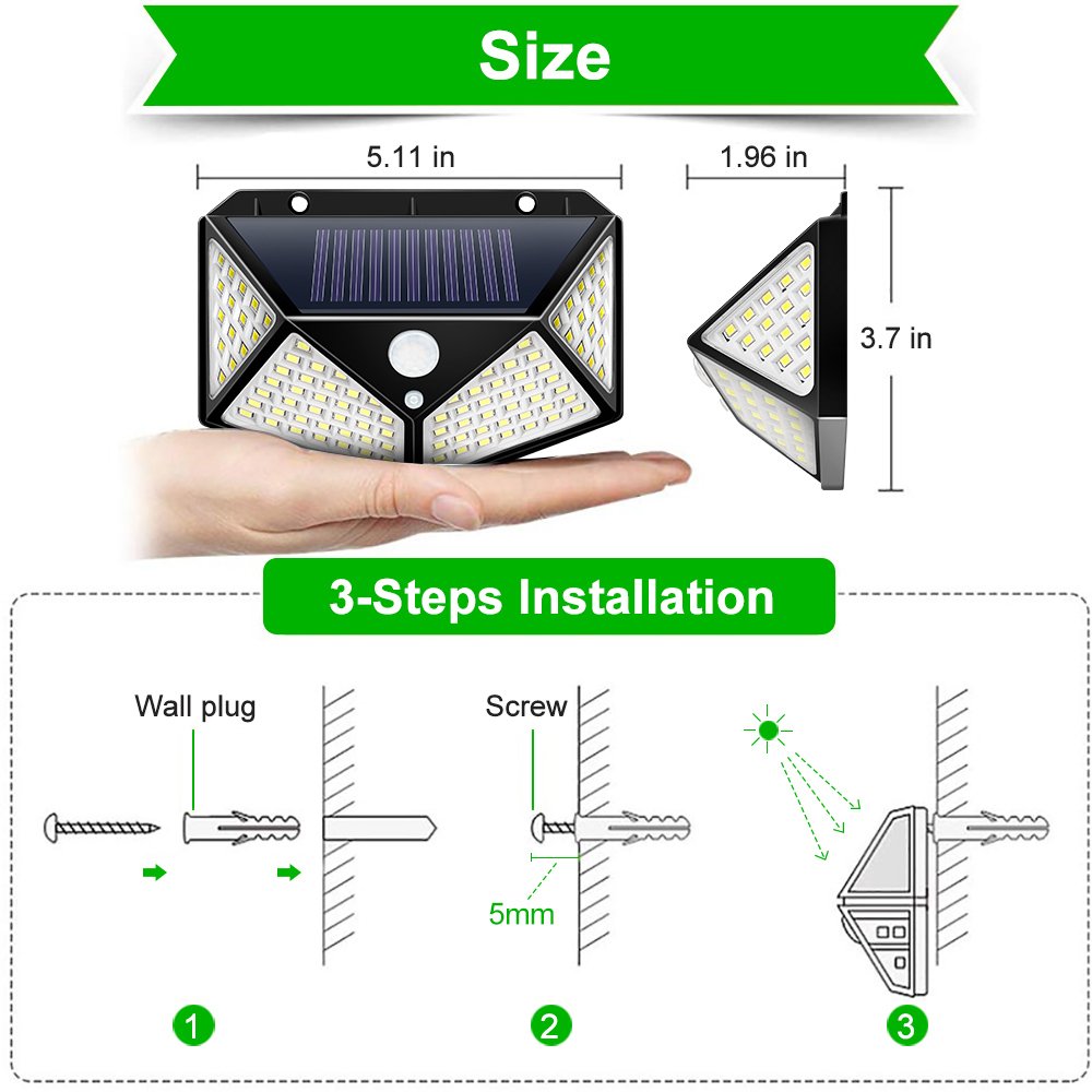 100 LED Outdoor Solar Lights with Motion Sensor - Image 2