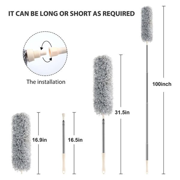 Telescopic Feather Microfiber Duster Wet and Dry Duster - Image 2